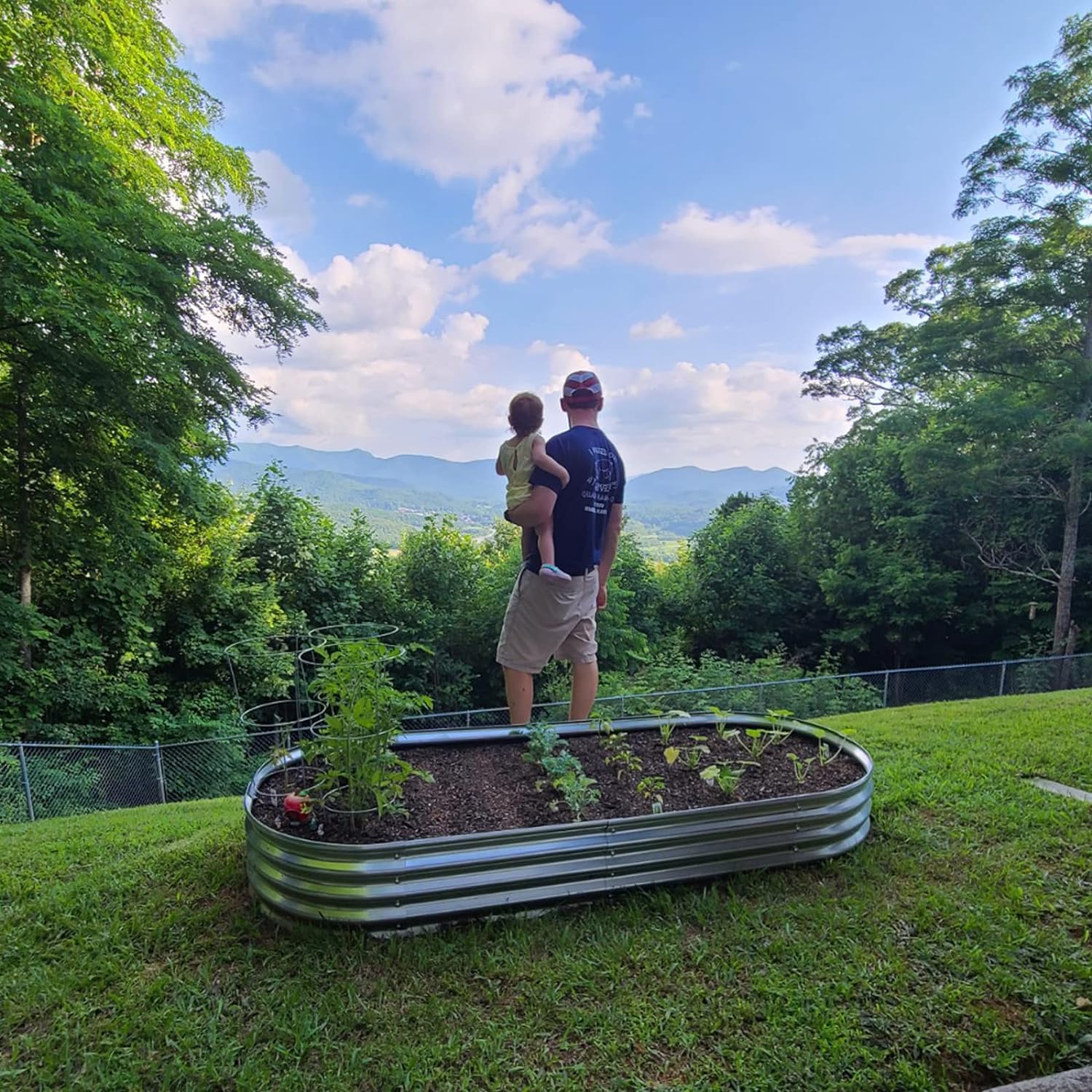 Raised Garden Bed Galvanized Planter Box Outdoor, Oval Large Rot-Resistant Metal Garden Bed Planter for Vegetables Flower Herb (Silver) - Image 2