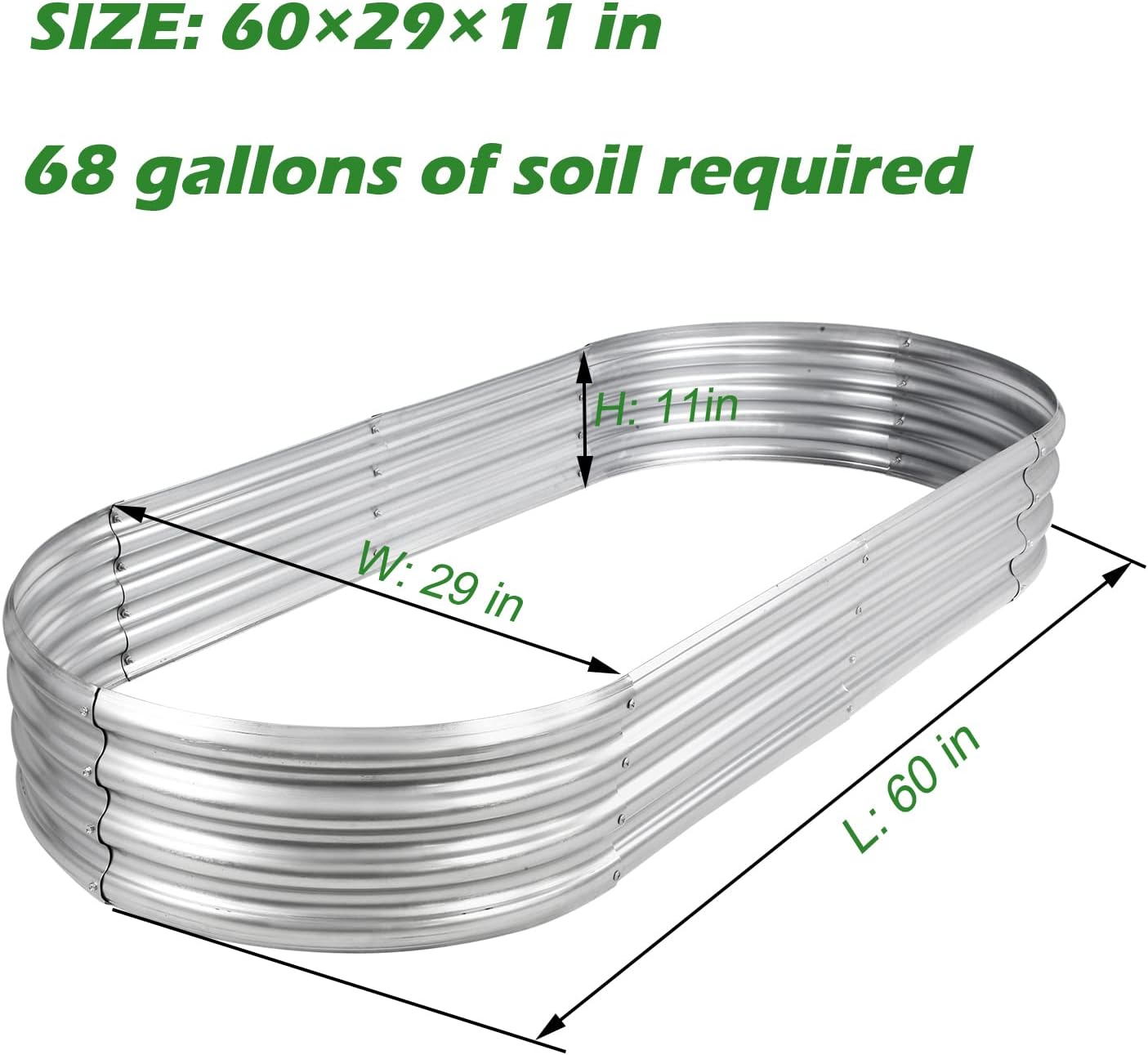 Raised Garden Bed Galvanized Planter Box Outdoor, Oval Large Rot-Resistant Metal Garden Bed Planter for Vegetables Flower Herb (Silver) - Image 3