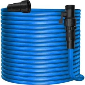 Ulelaxks Garden Hose, Water Hose, Elastic Garden Hose with 3/4" Fittings, Triple-layer Core, Garden Hose useful house gifts for Outdoor Lawn Car Watering Plants Blue (50 FT)
