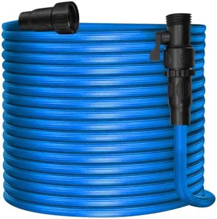 Ulelaxks Garden Hose, Water Hose, Elastic Garden Hose with 3/4" Fittings, Triple-layer Core, Garden Hose useful house gifts for Outdoor Lawn Car Watering Plants Blue (50 FT)