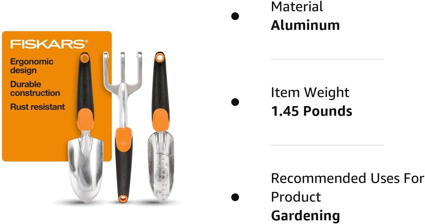 Fiskars 3-in-1 Garden Tool Set - Trowel, Transplanter, Cultivator for Gardening - Lawn and Garden - Black/Orange - Image 6