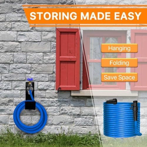 Ulelaxks Garden Hose, Water Hose, Elastic Garden Hose with 3/4" Fittings, Triple-layer Core, Garden Hose useful house gifts for Outdoor Lawn Car Watering Plants Blue (50 FT) - Image 5