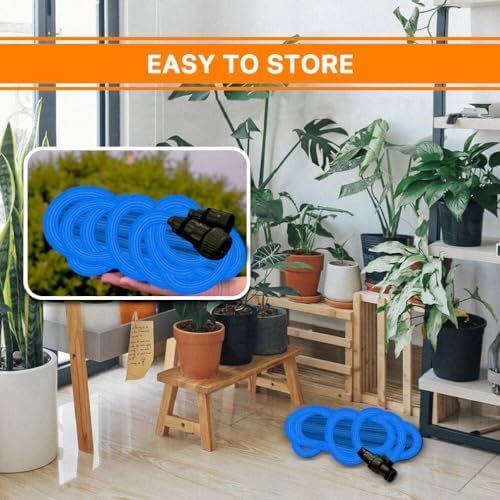 Ulelaxks Garden Hose, Water Hose, Elastic Garden Hose with 3/4" Fittings, Triple-layer Core, Garden Hose useful house gifts for Outdoor Lawn Car Watering Plants Blue (50 FT) - Image 3