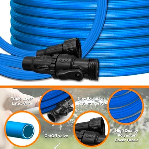 Ulelaxks Garden Hose, Water Hose, Elastic Garden Hose with 3/4" Fittings, Triple-layer Core, Garden Hose useful house gifts for Outdoor Lawn Car Watering Plants Blue (50 FT) - Image 7