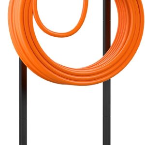 Garden Hose Holder for Outside, Upgraded Freestanding Water Hose Holder with 4 Spikes, Heavy Duty Rust-Resistant Metal Garden Hose Storage Stand for Outside, Black