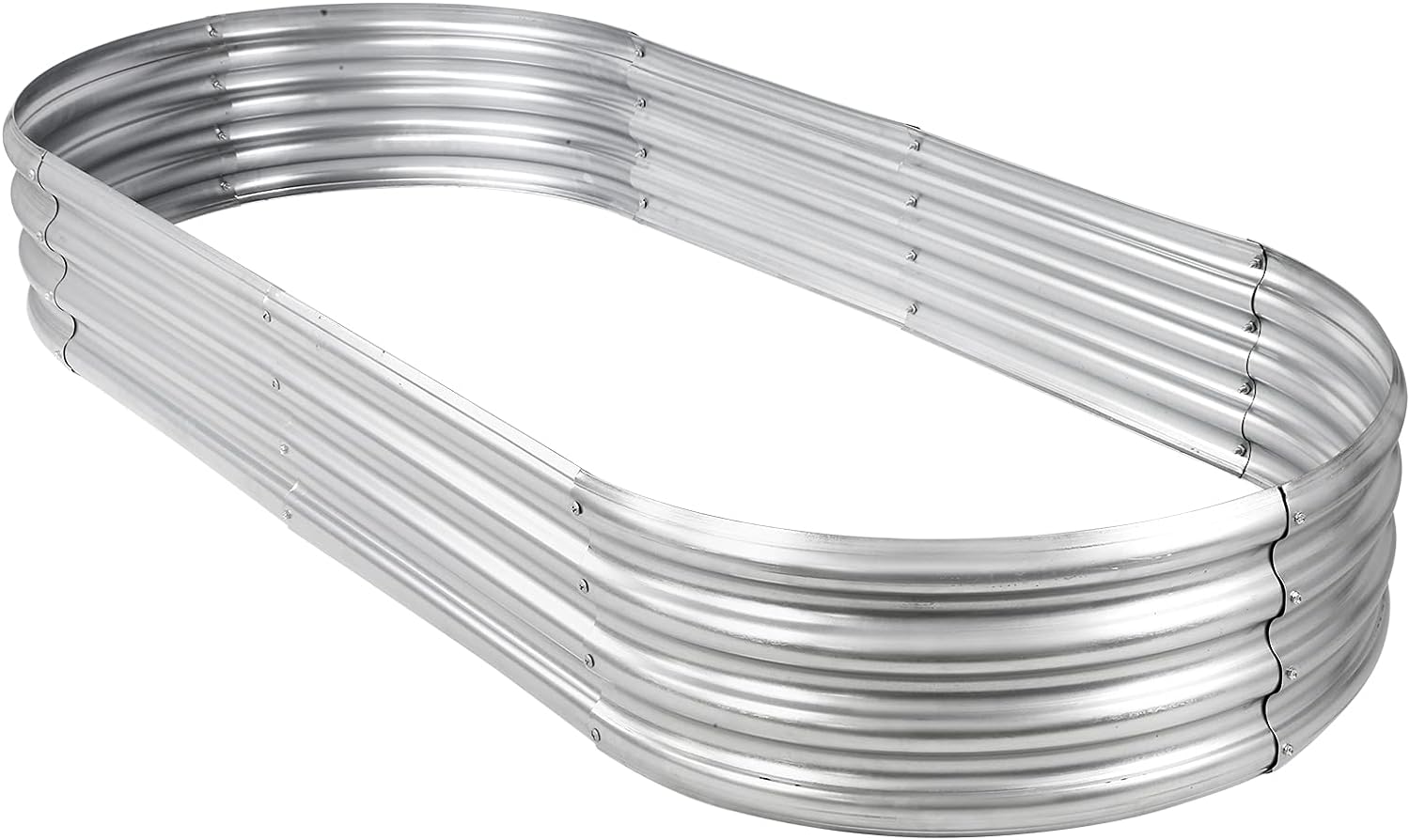 Raised Garden Bed Galvanized Planter Box Outdoor, Oval Large Rot-Resistant Metal Garden Bed Planter for Vegetables Flower Herb (Silver)