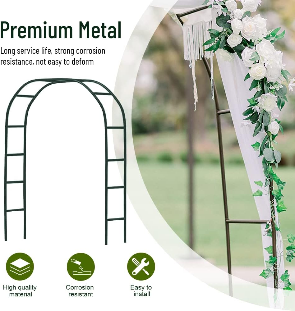 Newsmarts 7.9Ft Metal Garden Arch Army Green Garden Arbor for Climbing Plant Outdoor Wedding Party - Image 2