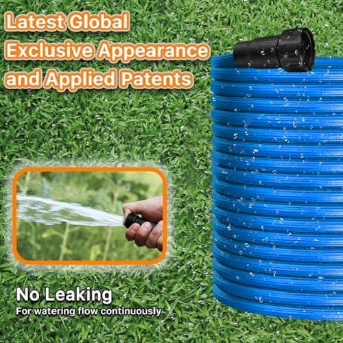 Ulelaxks Garden Hose, Water Hose, Elastic Garden Hose with 3/4" Fittings, Triple-layer Core, Garden Hose useful house gifts for Outdoor Lawn Car Watering Plants Blue (50 FT) - Image 6