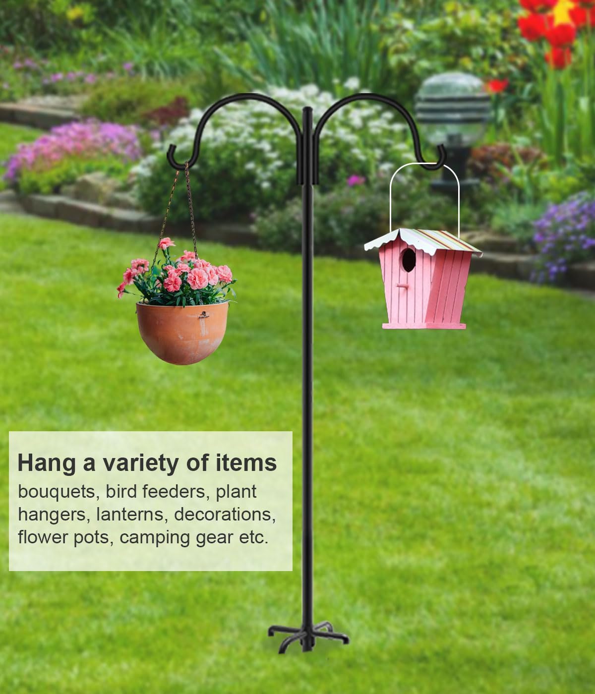 Artibear Double Shepherd Hooks for Outdoor, 76" Heavy Duty Bird Feeder Hangers Garden Hooks with 5-Prong Base, Outside Hanging Pole for Plant Baskets, Solar Light Lanterns, Wind Chimes, 2 Pack - Image 6