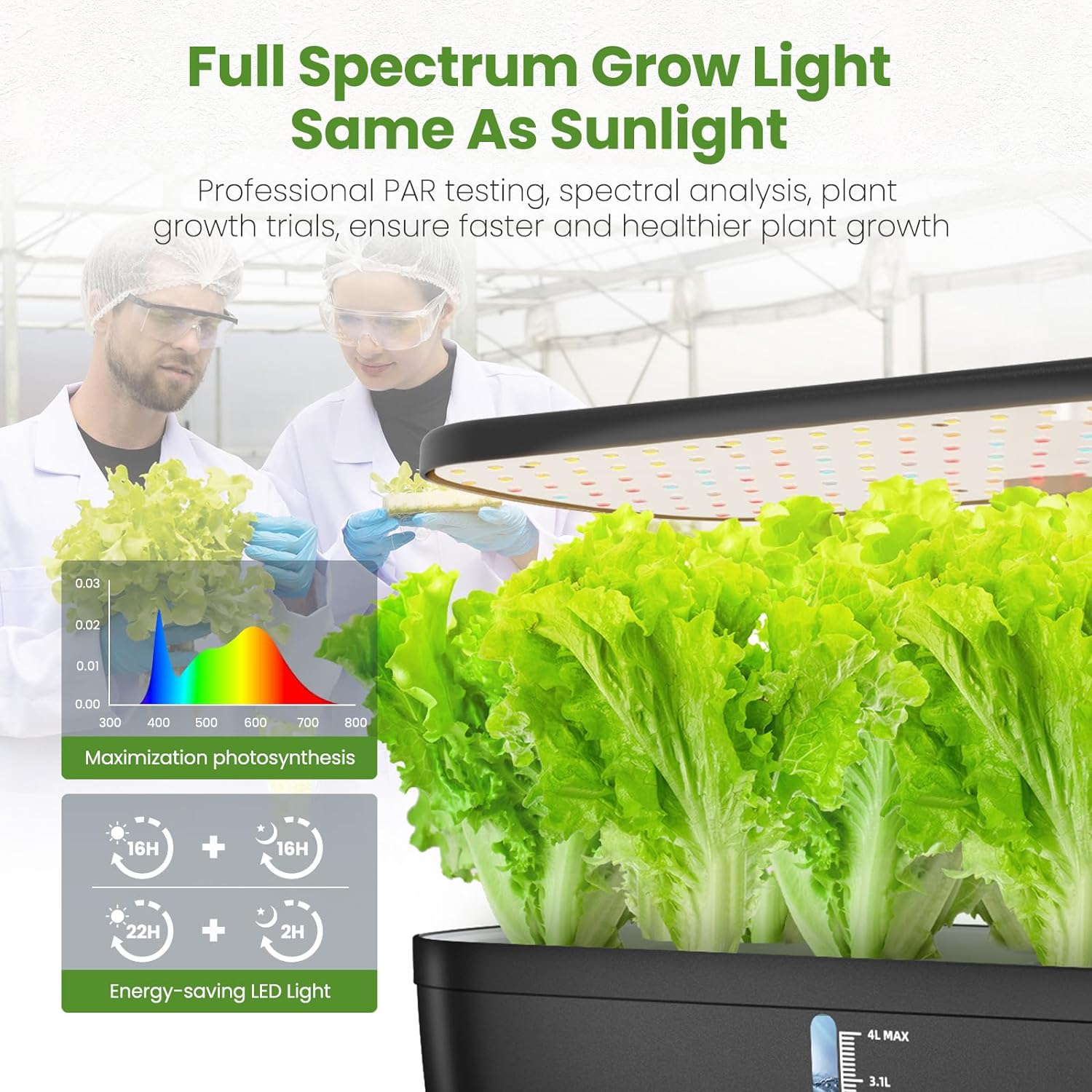 Hydroponics Growing System, 12 Pods Hydroponics Growing System Indoor Garden with LED Grow Light, Height Adjustable Indoor Gardening System, Hydroponic Growing System Built-in Timer Function - Image 7