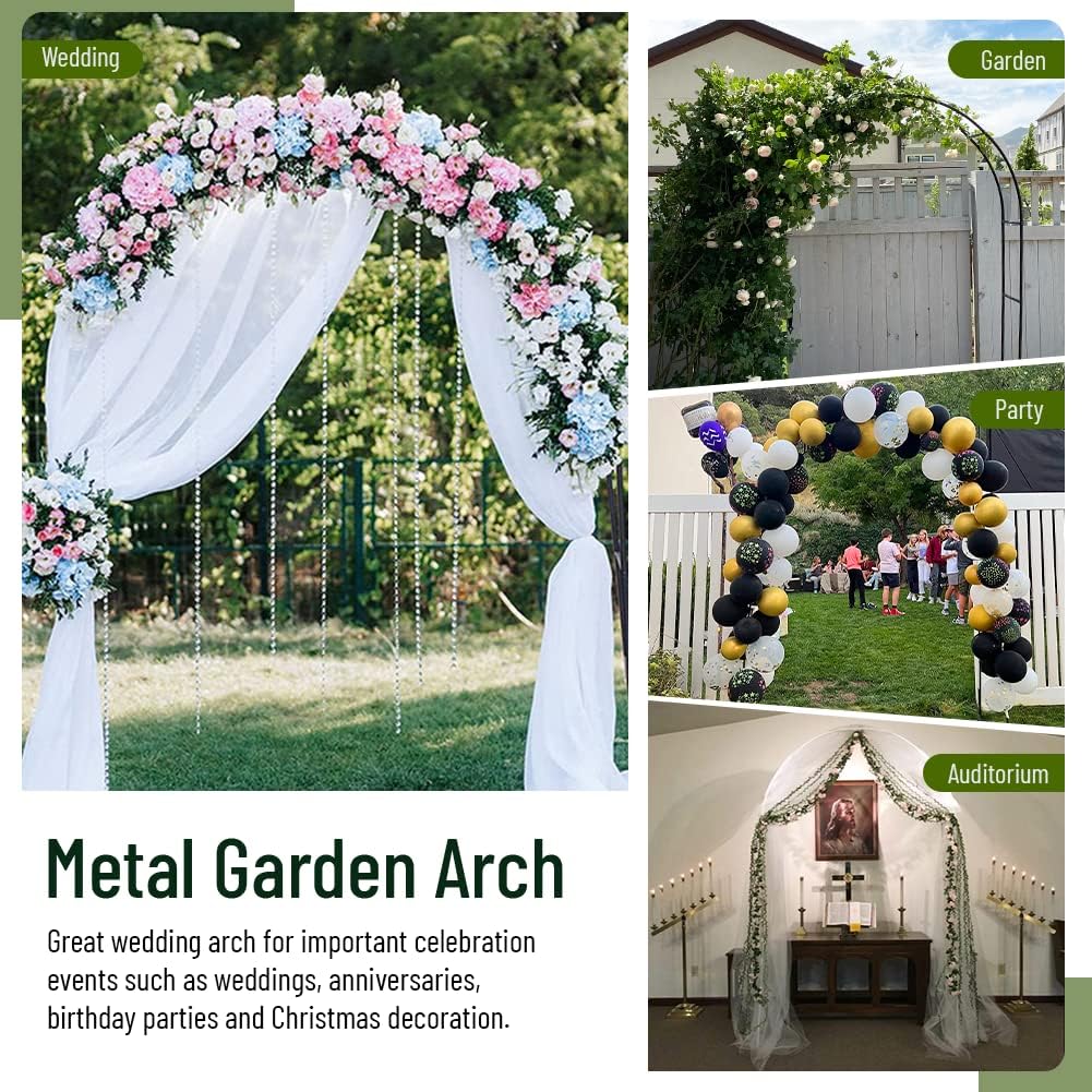 Newsmarts 7.9Ft Metal Garden Arch Army Green Garden Arbor for Climbing Plant Outdoor Wedding Party - Image 5