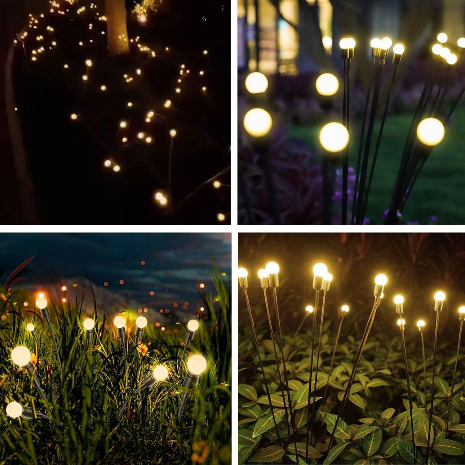 OZS 8Pack Total 64LED Solar Garden Lights Solar Lights Outdoor, Solar Firefly Lights, Waterproof Solar Fairy Lights Outdoor for Garden Yard Pathway Decoration(Warm White) - Image 2