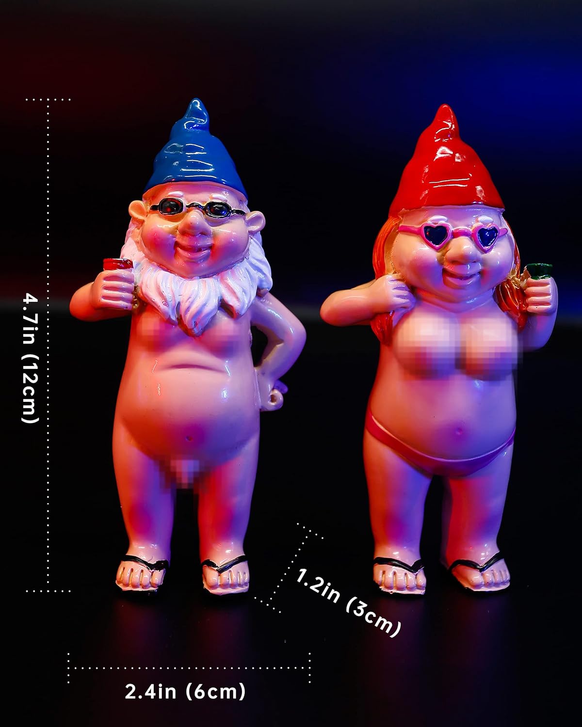 2 PCS Garden Gnomes, 4.7 Inch Naughty Garden Gnome Funny Statue for Home Indoor or Outdoor Lawn Gnome Decorations Housewarming Halloween Christmas Garden Gnomes Gift (Man and Woman) - Image 6