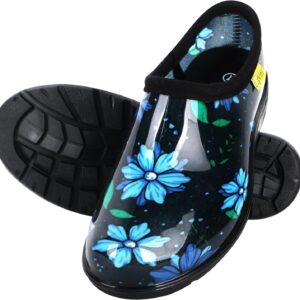 Flat Garden Shoes for Women Waterproof Slip-On Womens Rubber Rain Shoes Gardening Clogs with Comfort Insole