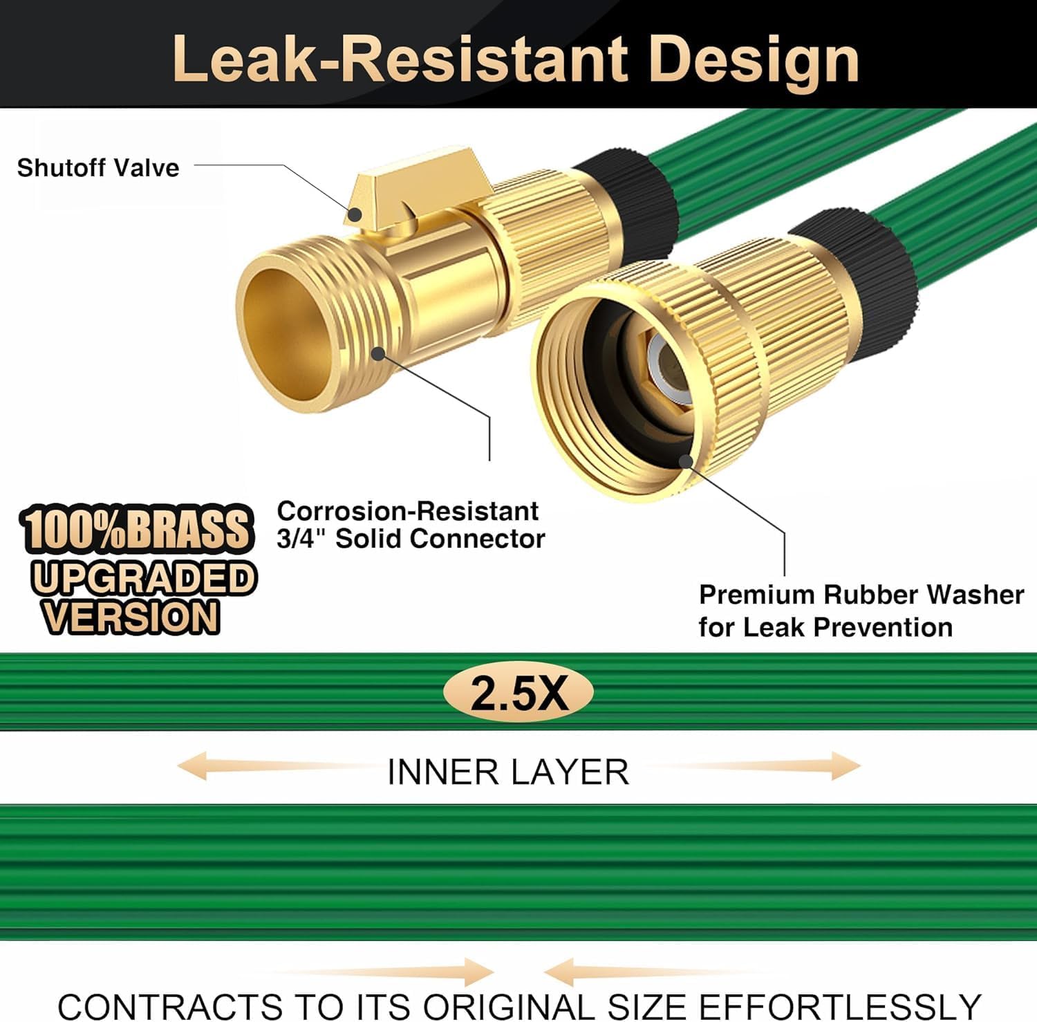 Lefree Garden Hose 100ft, Expandable Garden Hose Leak-Proof with 40 Layers of Innovative Nano Rubber,2024 Version/New Patented, Lightweight, No-Kink Flexible Water Hose (Green) - Image 5