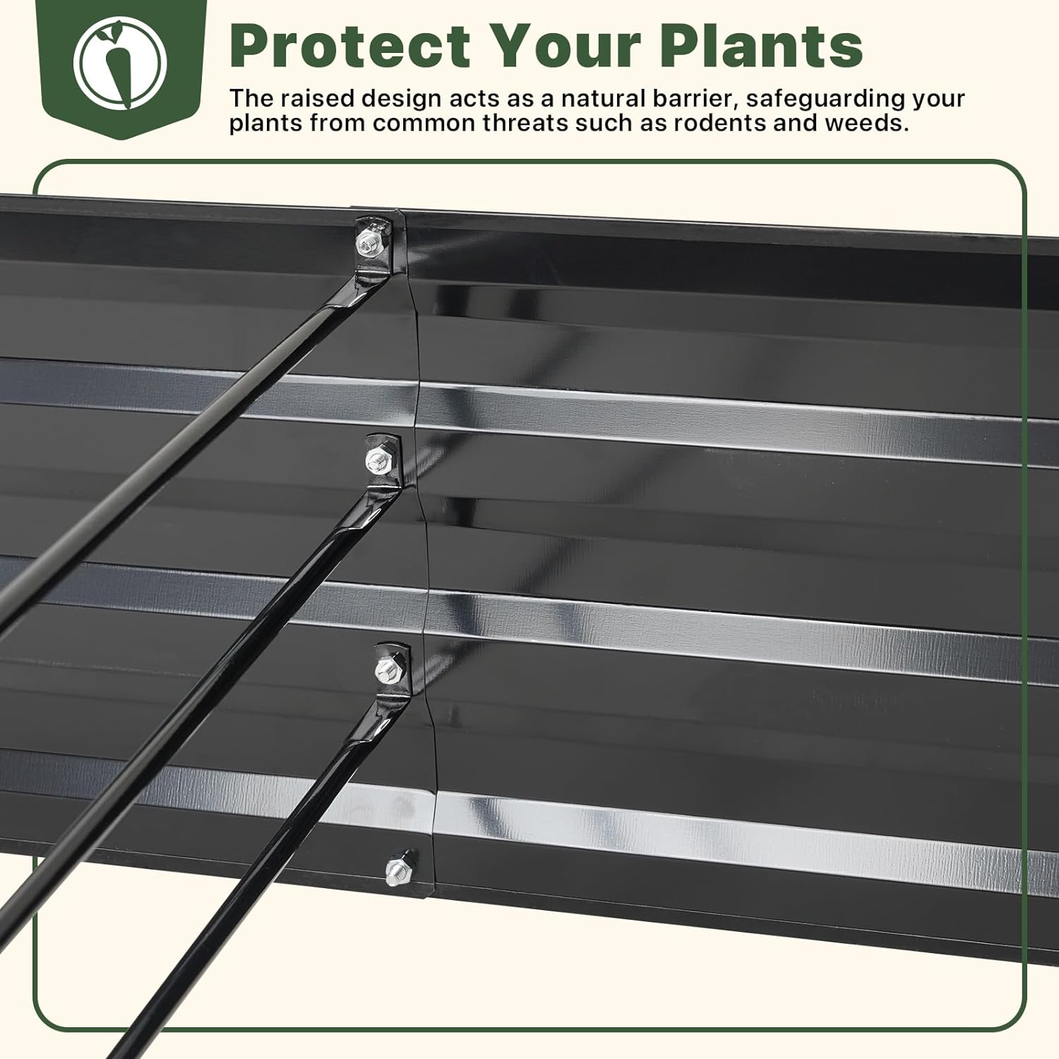 Galvanized Raised Garden Bed for Vegetables Flowers Herbs, Metal Raised Garden Bed Kit with Trellis, Plant Labels, Plant Ties, Black 6×3×1FT 2PCS - Image 4