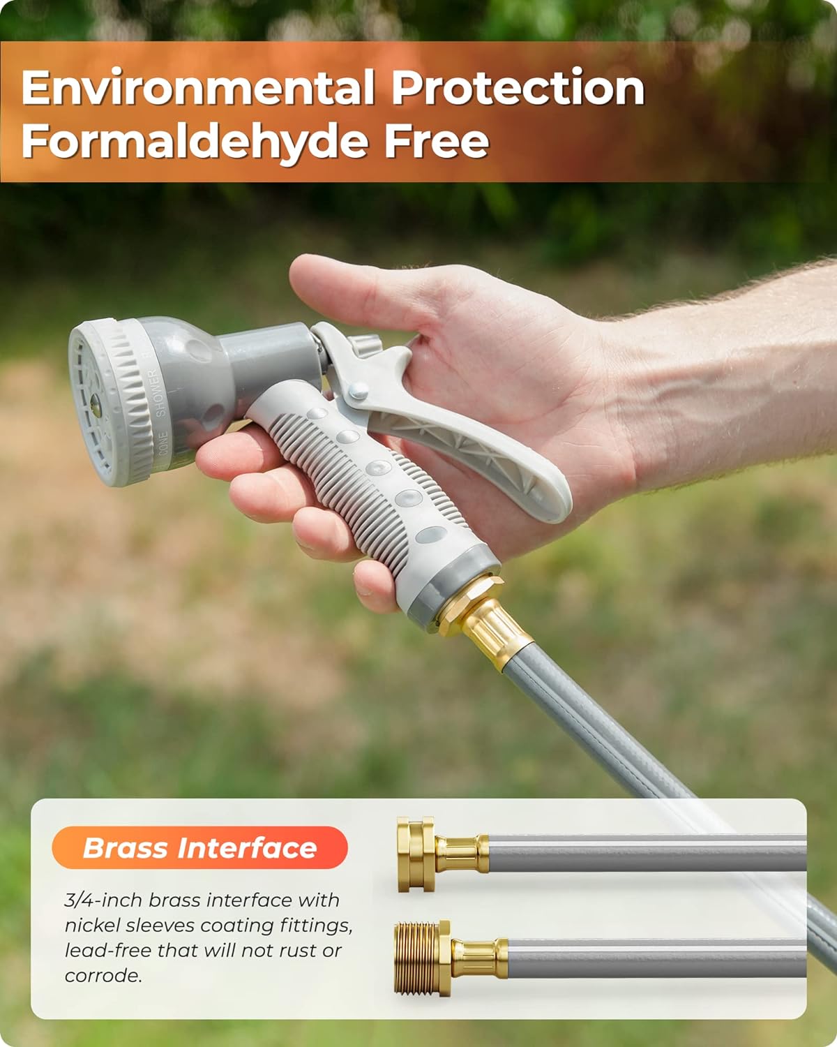 Ayleid Retractable Garden Hose Reel,1/2 in x 100 ft Wall Mounted Hose Reel, with 9- Function Sprayer Nozzle, Any Length Lock/Slow Return System/Wall Mounted/180°Swivel Bracket (Grey) - Image 6