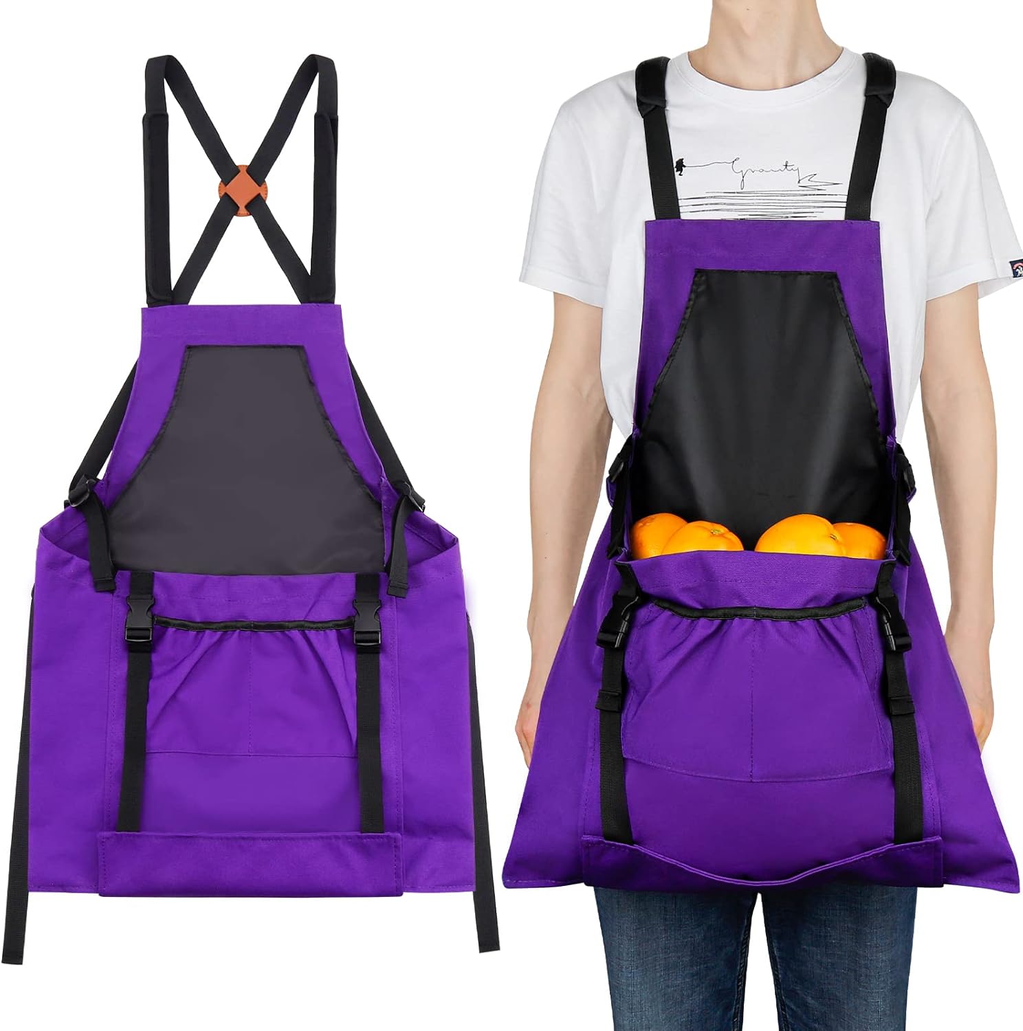 lapinchen Gardening Apron, with Quick Release Pockets for Harvesting Gardening with Pockets, Water Resistant Apron