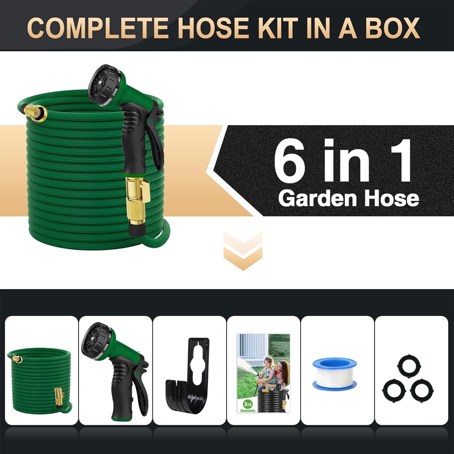 Lefree Garden Hose 100ft, Expandable Garden Hose Leak-Proof with 40 Layers of Innovative Nano Rubber,2024 Version/New Patented, Lightweight, No-Kink Flexible Water Hose (Green) - Image 6