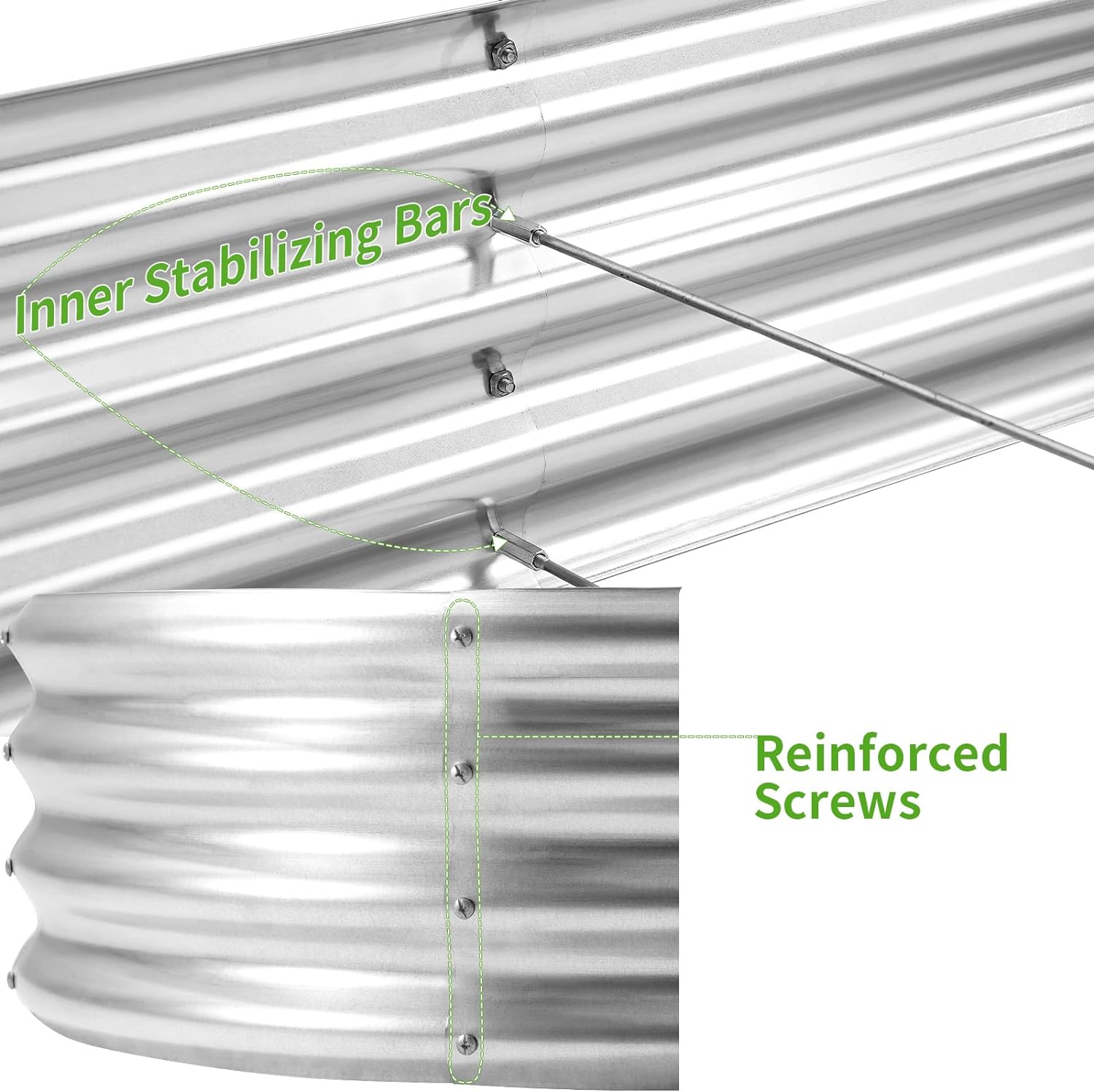 Land Guard 5.3ft × 2.7ft Galvanized Raised Garden Bed Kit, Galvanized Planter Garden Boxes Outdoor, Oval Large Metal Garden Bed for Vegetables…… - Image 4