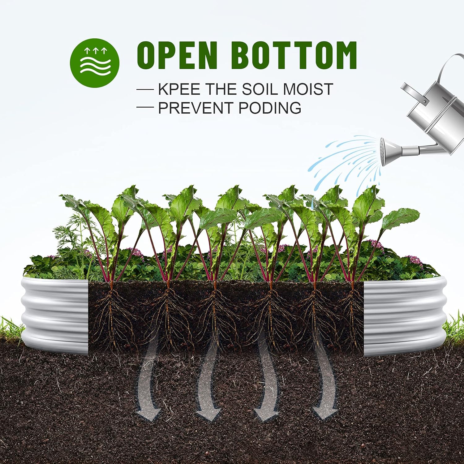 Land Guard 5.3ft × 2.7ft Galvanized Raised Garden Bed Kit, Galvanized Planter Garden Boxes Outdoor, Oval Large Metal Garden Bed for Vegetables…… - Image 3