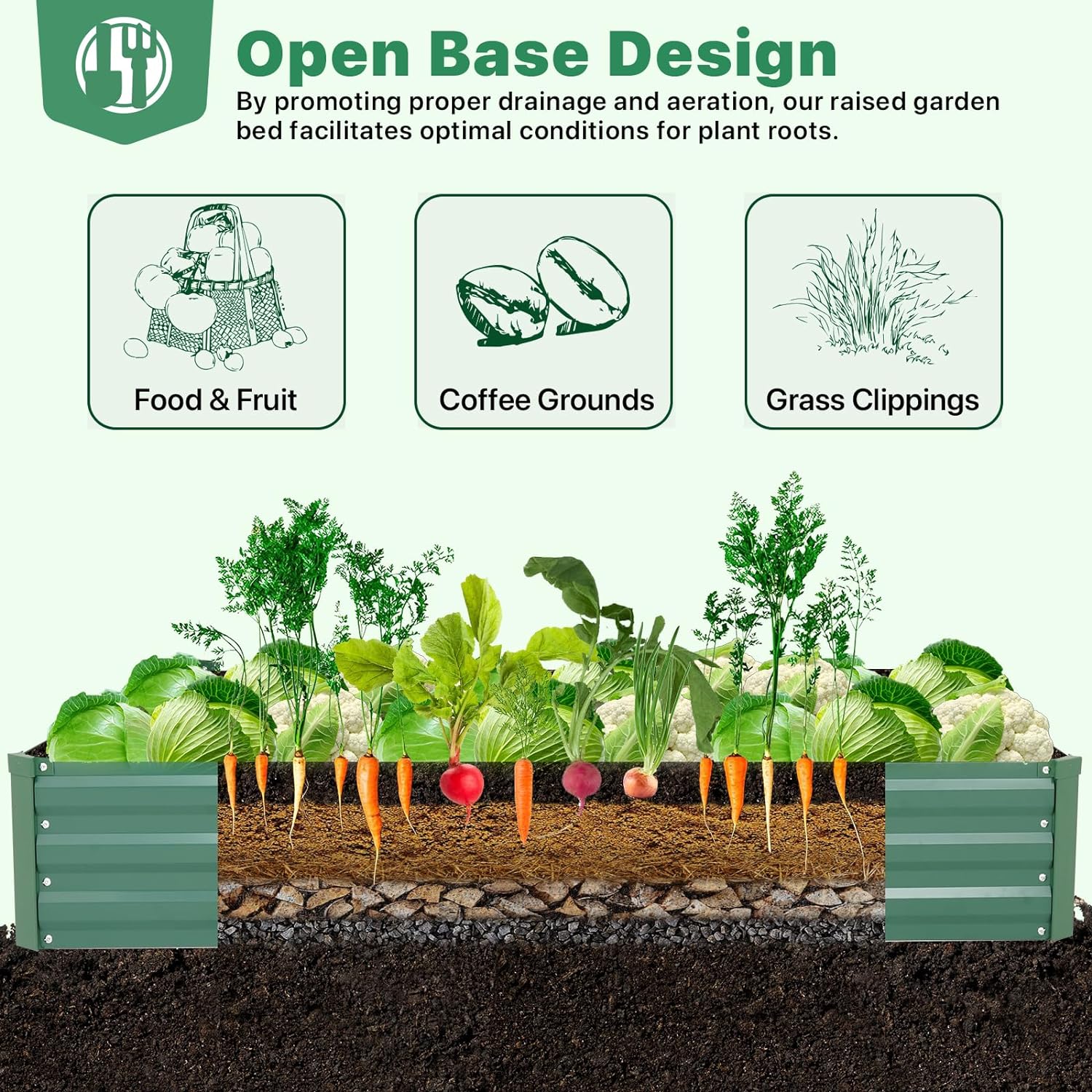 Galvanized Raised Garden Bed for Vegetables Flowers Herbs, Metal Raised Garden Bed Kit with 2 PCS Tomato Cage, Gloves, Trellis Netting, Plant Labels, Plant Ties, Green 6×3×1FT - Image 5