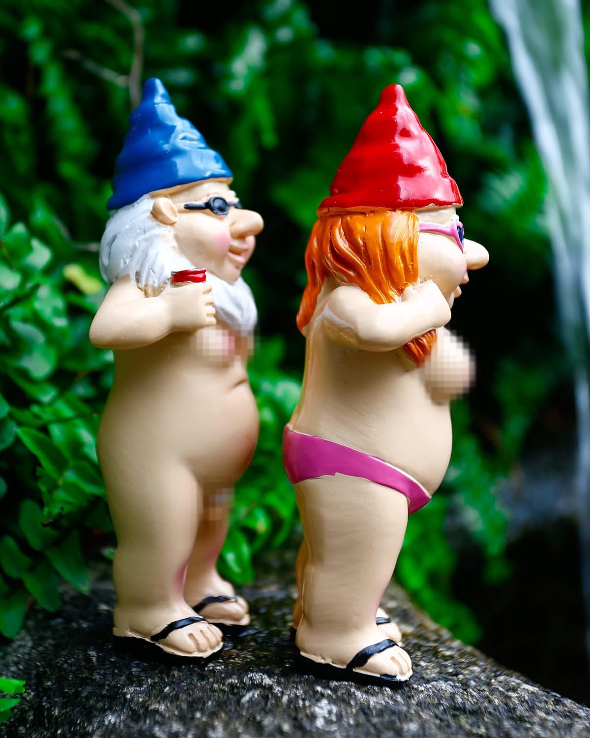 2 PCS Garden Gnomes, 4.7 Inch Naughty Garden Gnome Funny Statue for Home Indoor or Outdoor Lawn Gnome Decorations Housewarming Halloween Christmas Garden Gnomes Gift (Man and Woman) - Image 3