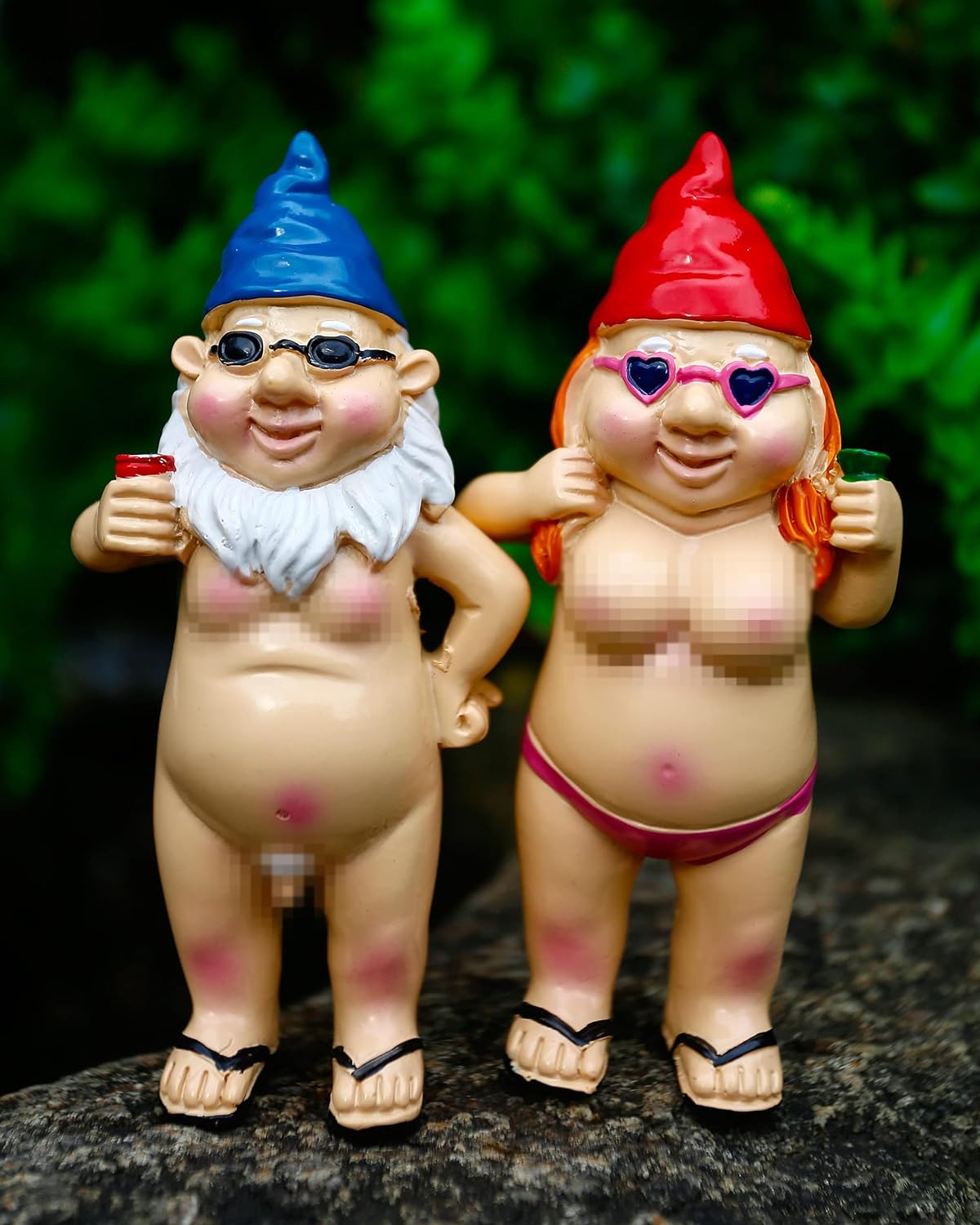2 PCS Garden Gnomes, 4.7 Inch Naughty Garden Gnome Funny Statue for Home Indoor or Outdoor Lawn Gnome Decorations Housewarming Halloween Christmas Garden Gnomes Gift (Man and Woman) - Image 5