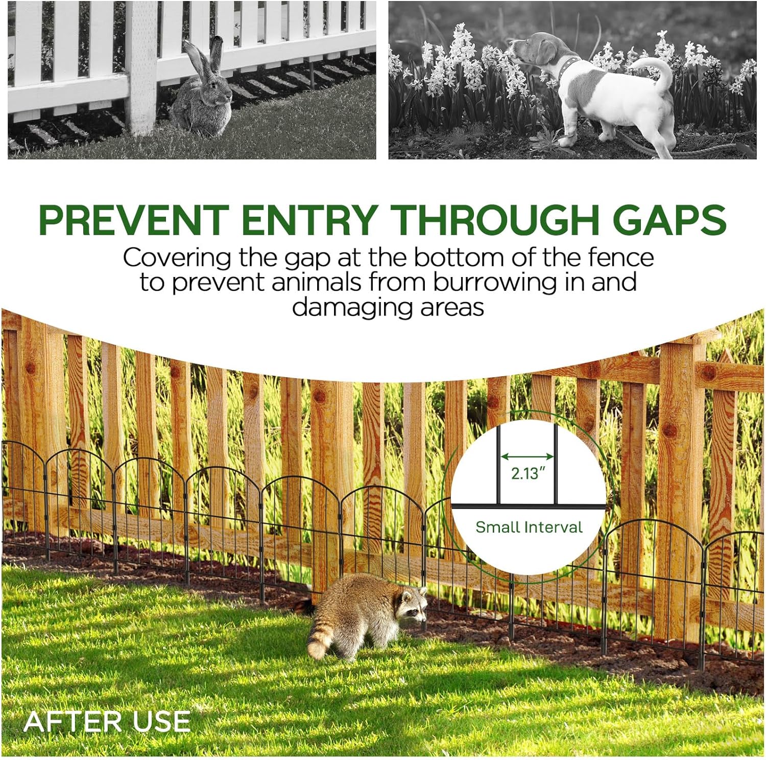 Garden Fence, Total 10ft(L) x 24in(H) Garden Fencing Animal Barrier, 10 Pcs Rustproof Metal Fence Panels, Black No Dig Fence, Decorative Garden Fences and Borders for Dogs, Flower Bed, Patio - Image 5