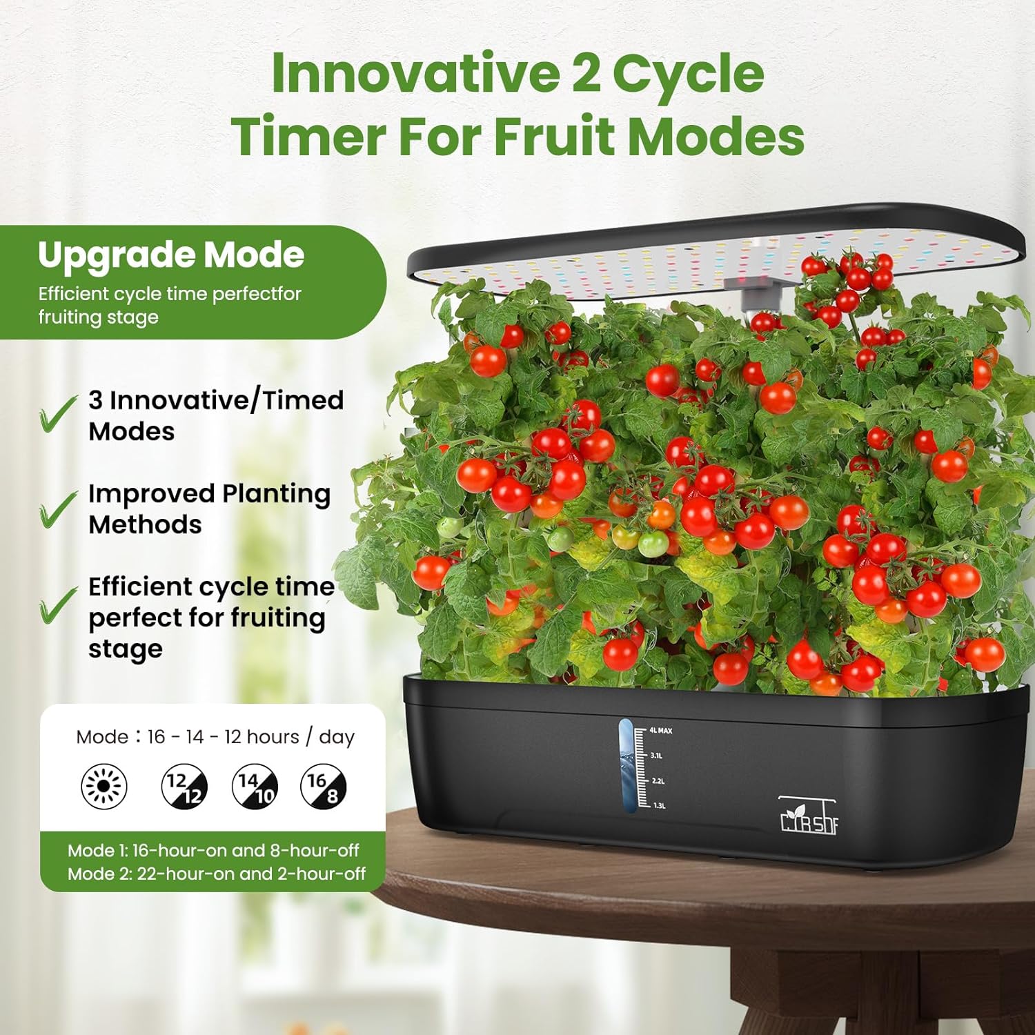 Hydroponics Growing System, 12 Pods Hydroponics Growing System Indoor Garden with LED Grow Light, Height Adjustable Indoor Gardening System, Hydroponic Growing System Built-in Timer Function - Image 3