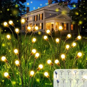 OZS 8Pack Total 64LED Solar Garden Lights Solar Lights Outdoor, Solar Firefly Lights, Waterproof Solar Fairy Lights Outdoor for Garden Yard Pathway Decoration(Warm White)