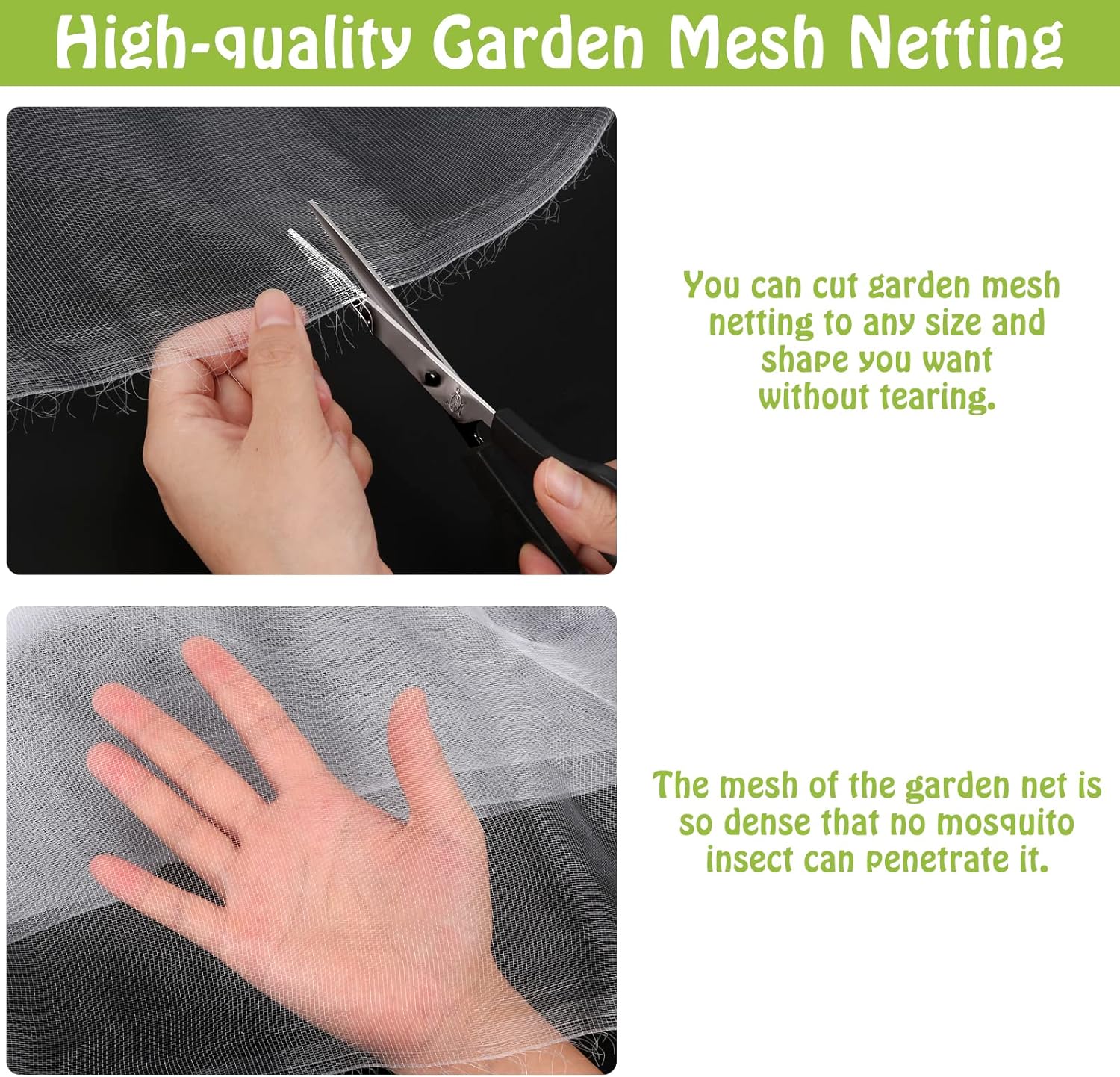 Mckanti 10x20FT Garden Mesh Netting, Fine Plant Covers with 50Pcs Cable Ties & 10Pcs Garden Nails, Garden Bed Netting Cover for Plants Vegetables Garden Row Greenhouse Patio Barrier Net - Image 5