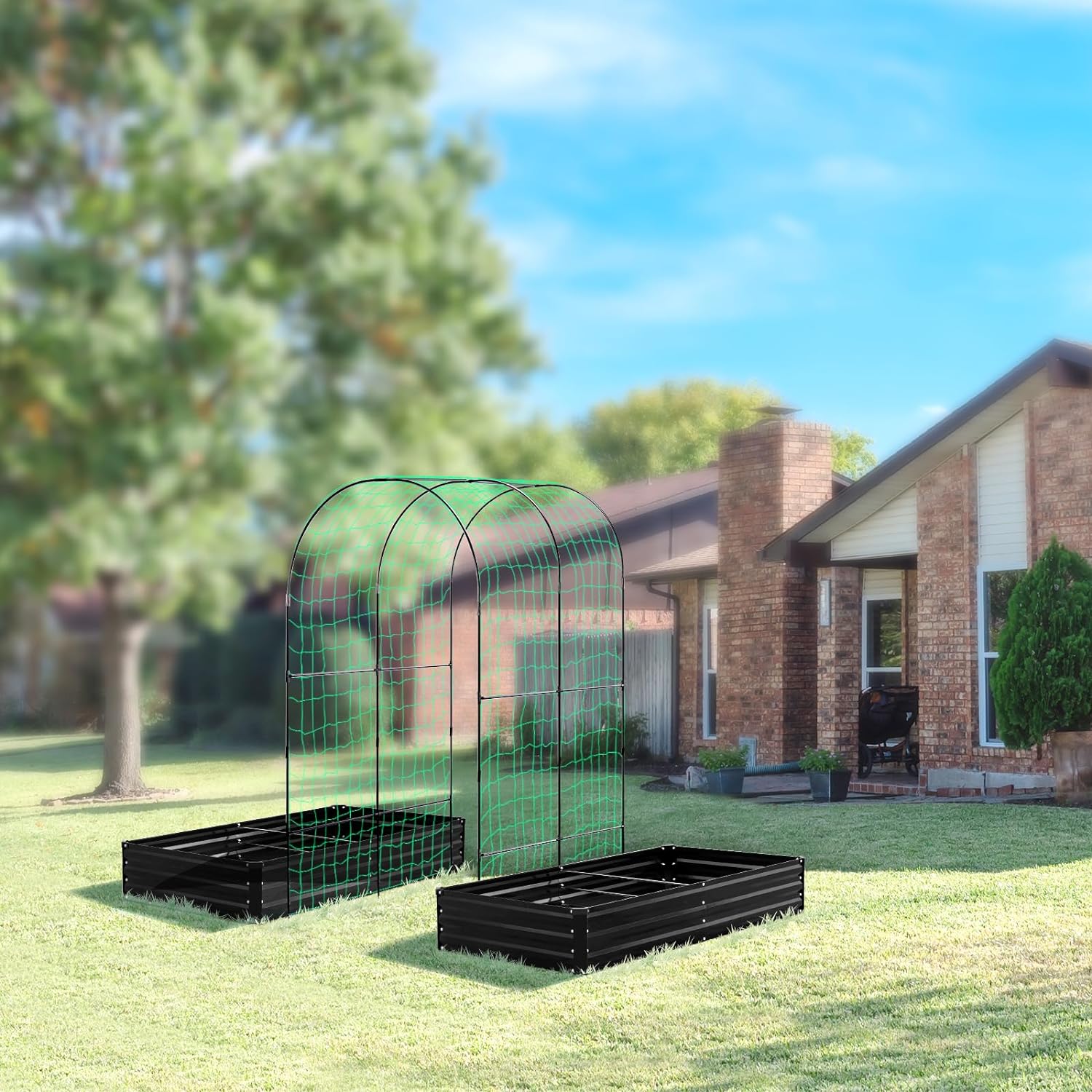 Galvanized Raised Garden Bed for Vegetables Flowers Herbs, Metal Raised Garden Bed Kit with Trellis, Plant Labels, Plant Ties, Black 6×3×1FT 2PCS - Image 6