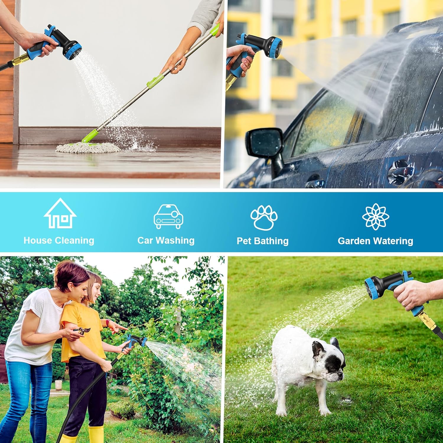 50 ft Expandable Garden Hose with 10 Functions Spray Nozzle, Water Hose with 50 Layers Nano Rubber, 3/4" Solid Brass Connector, Leakproof Lightweight Hose Expanding Water Pipe for Car Washing - Image 6