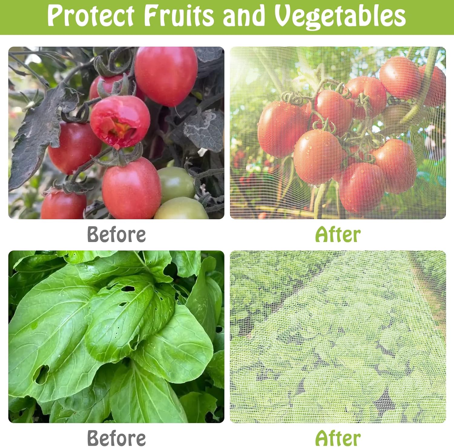 Mckanti 10x20FT Garden Mesh Netting, Fine Plant Covers with 50Pcs Cable Ties & 10Pcs Garden Nails, Garden Bed Netting Cover for Plants Vegetables Garden Row Greenhouse Patio Barrier Net - Image 2