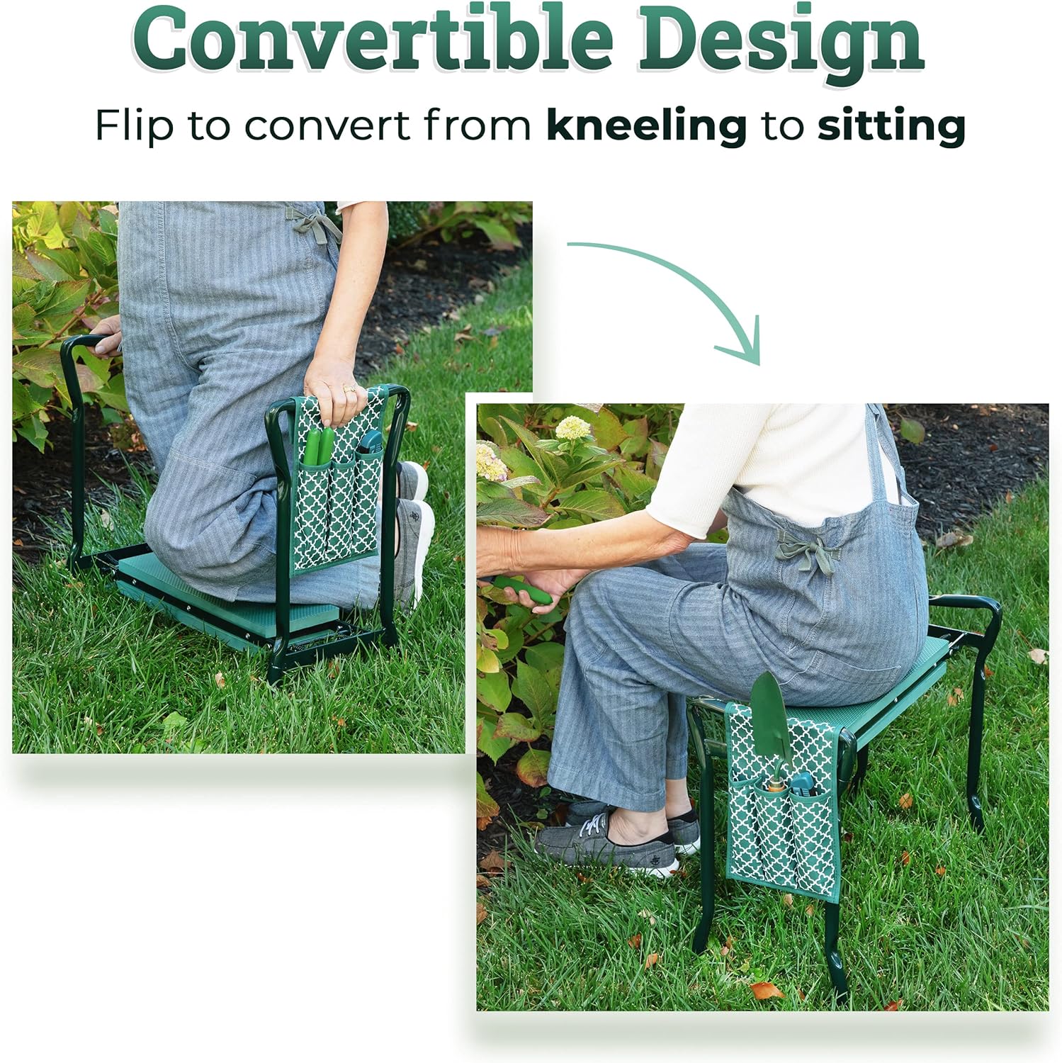 Abco Tech Garden Stool & Kneeler - Kneeler & Stool for Gardening, Foldable Garden Seat for Storage, Garden Kneelers for Seniors, Great Gardening Gifts for Women, Bench Comes with Tool Pouch & Gloves - Image 2