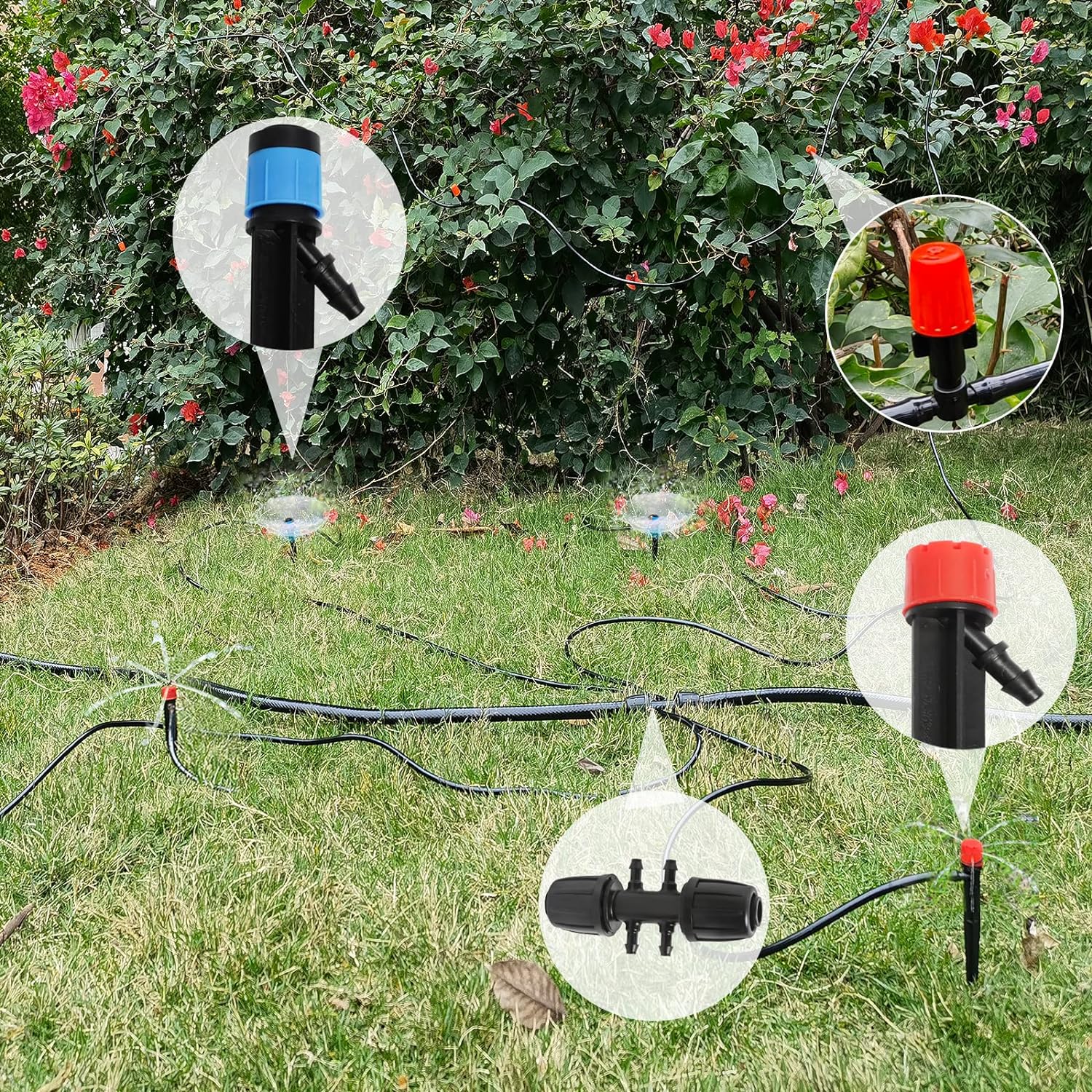 240FT Drip Irrigation System Kit, Automatic Garden Watering Misting System for Greenhouse, Yard, Lawn, Plant with 1/2 inch Hose 1/4 inch Distribution Tubing and Accessories - Image 5