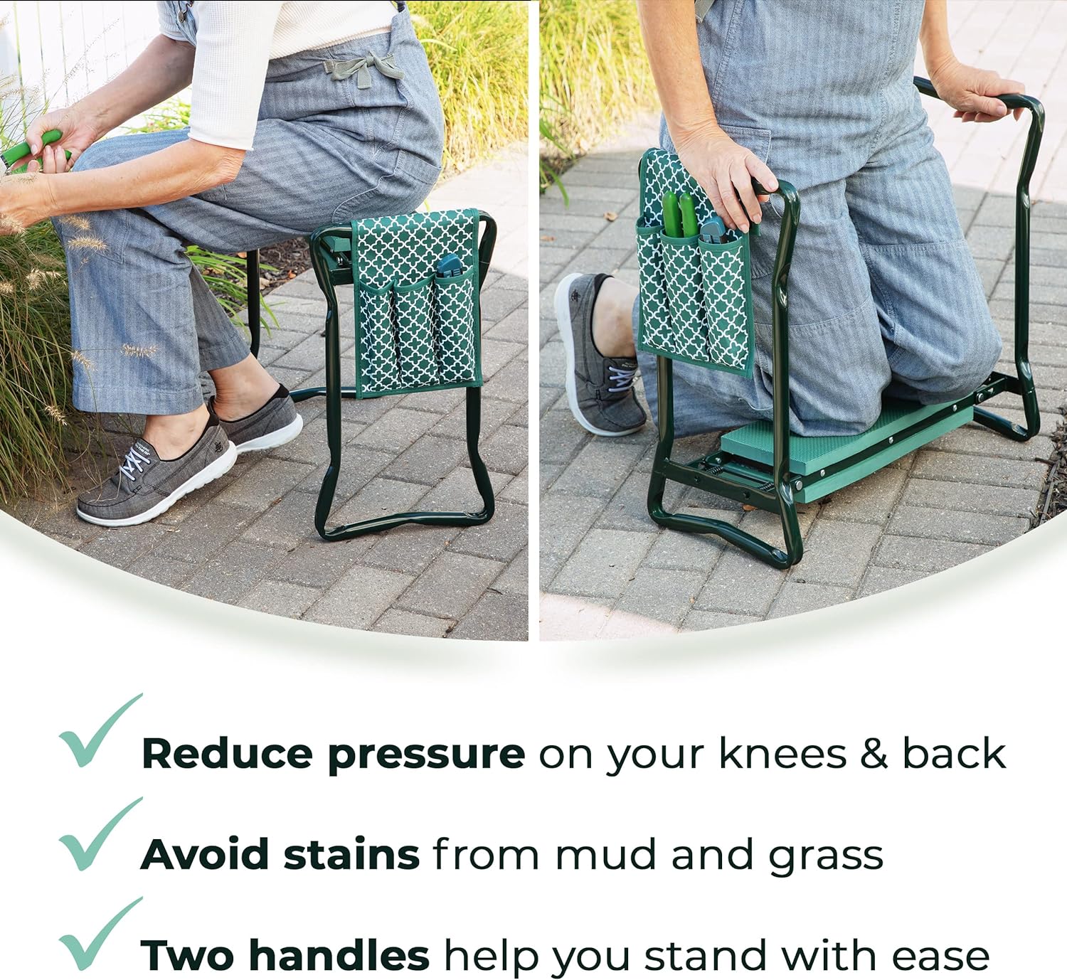 Abco Tech Garden Stool & Kneeler - Kneeler & Stool for Gardening, Foldable Garden Seat for Storage, Garden Kneelers for Seniors, Great Gardening Gifts for Women, Bench Comes with Tool Pouch & Gloves - Image 3